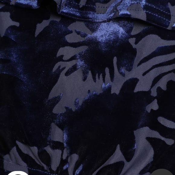 Lulus Navy Blue Burnout Velvet Off-Shoulder Romper - Picture 4 of 4